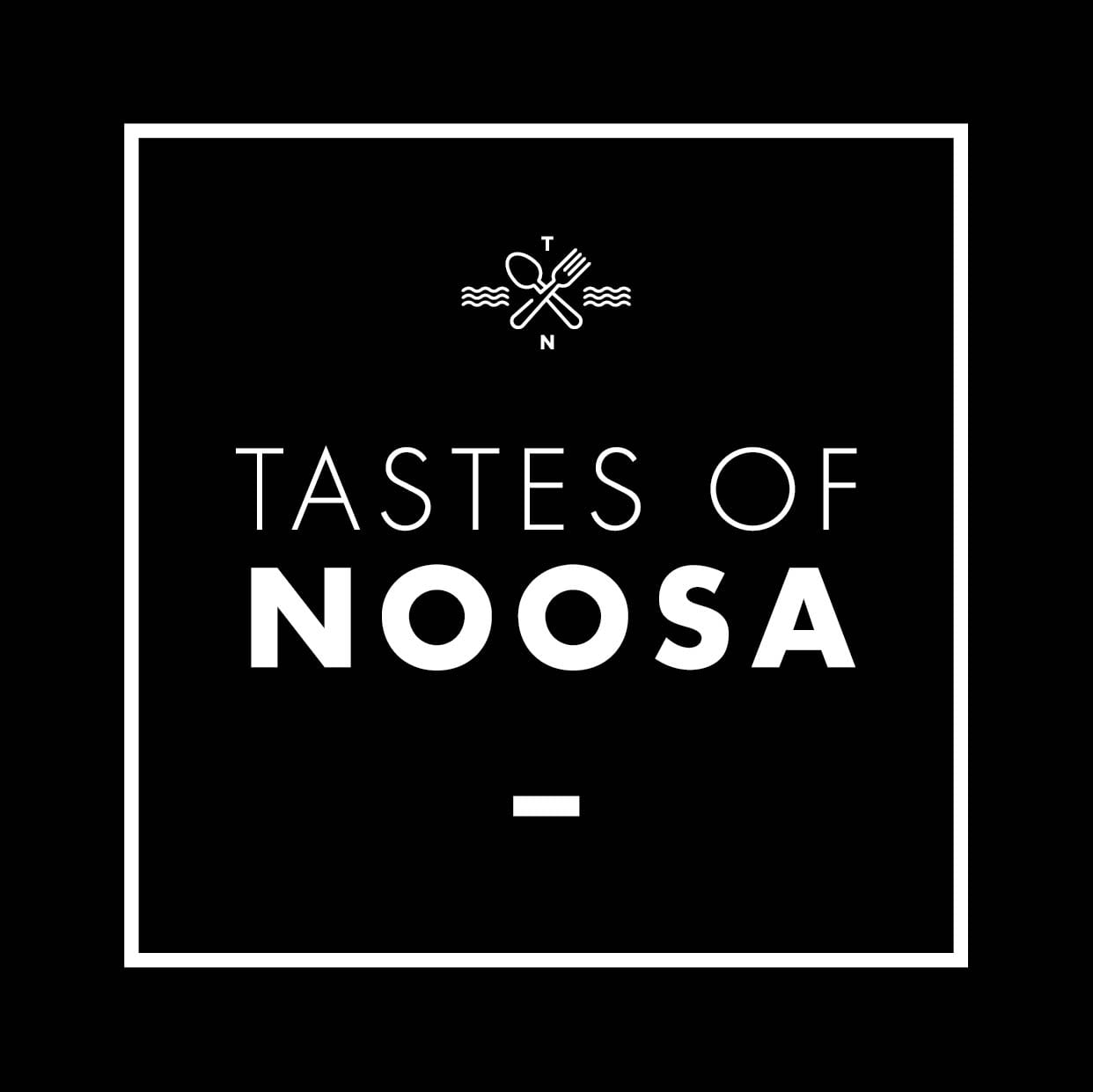 Tastes Of Noosa Logo White On Black Small